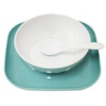 Service de table pour bébé , plateau bol et cuillère - Vert