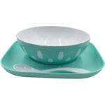 Service de table pour bébé , plateau bol et cuillère - Vert