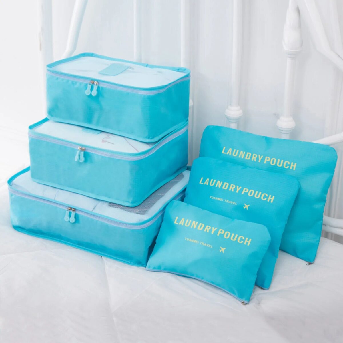 6 Pcs Sacs de rangement pour valise - Bleu ciel