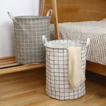 1 Panier de rangement cylindrique pliable en tissus imperméable - Grand - 48cm x 40cm