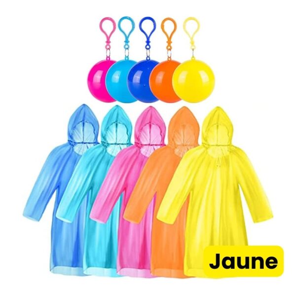 Poncho de Pluie Compact en Balle de Rangement - Jaune