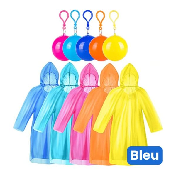 Poncho de Pluie Compact en Balle de Rangement - Bleu